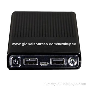 Wireless 12000mAh portable power bank for iPhone with dual-USB port, 5V/2.1A output